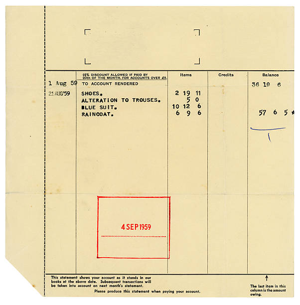 istock British men's outfitter's bill dated 1959 184115474