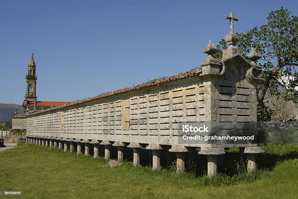 Galician Grain Store "Carnota has the longest granary store in Galicia, a title it won in a local competition with the parish of Lira between 1760 and 1783." 18th Century Stock Photo