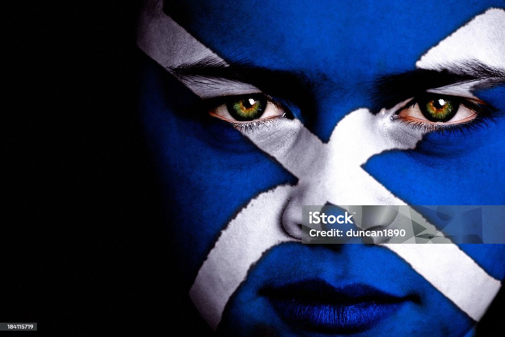 Escocesa de Fútbol de ventilador - Foto de stock de Pintura de cara libre de derechos