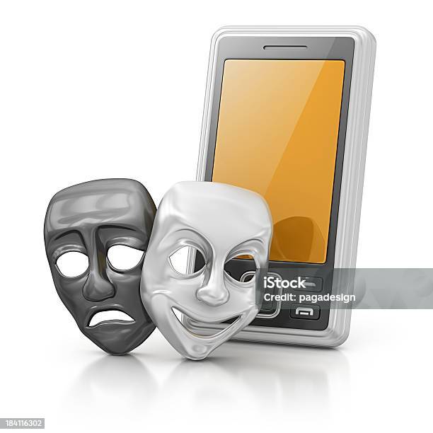 Smart Phone And Theater Masks Stock Photo - Download Image Now - Art, Arts Culture and Entertainment, Comedy Mask