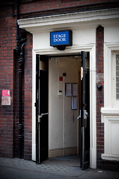 istock Open stage door with sign 184116707