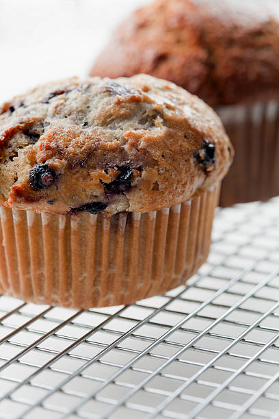 muffin de mirtilo grande - muffin blueberry muffin healthy eating bran muffin imagens e fotografias de stock