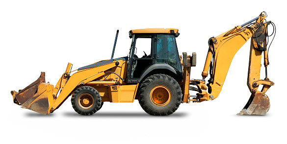 Backhoe on white background