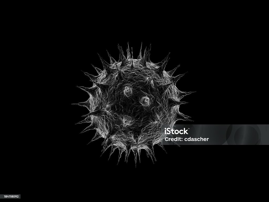 Virus or Pollen 3D render of a possible virus or maybe pollen. SEM look. Could be altered. Electron Microscope Stock Photo