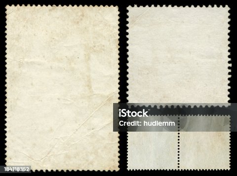 istock Blank postage stamp textured background isolated 184118352