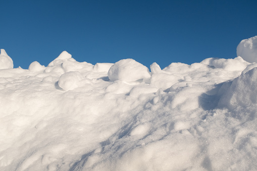 Snow landscape with blue sky for publication, poster, calendar, post, screensaver, wallpaper, cover. Sunny winter background. High quality photography