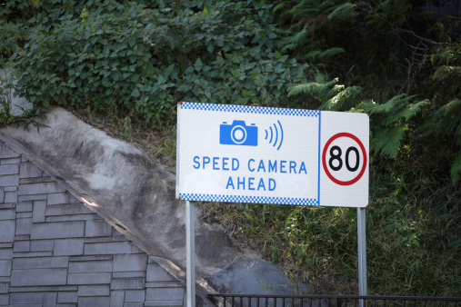 Speed camera ahead sign