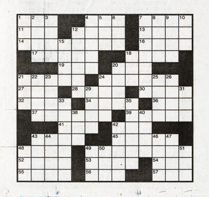 Crossword puzzle printed in a newspaper.