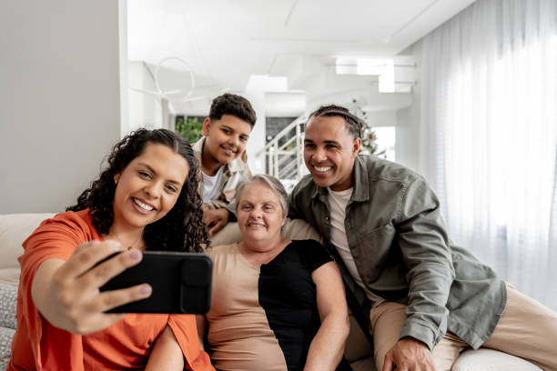 istock Family making video call at Christmas 1841191839
