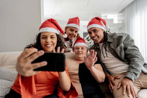 istock Family making video call at Christmas 1841191949