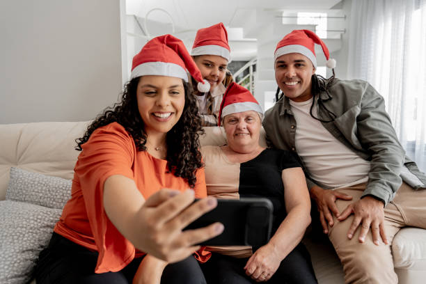istock Family making video call at Christmas 1841192343