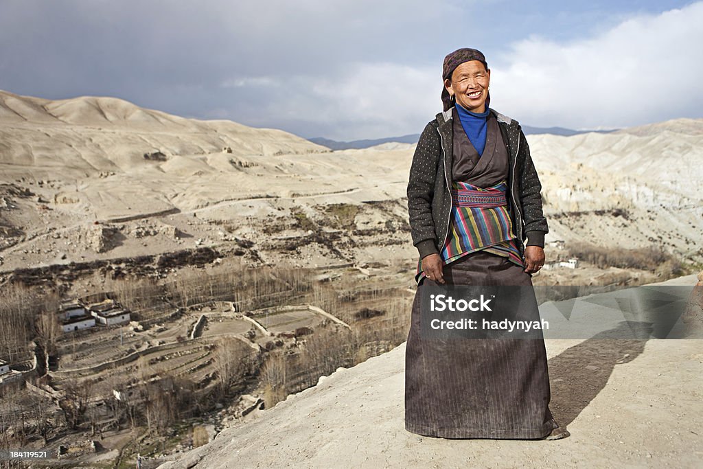 Tibetische Frau in Lo Manthang - Lizenzfrei Sherpa Stock-Foto