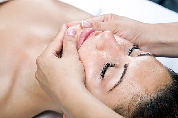 Woman getting a massage stock photo
