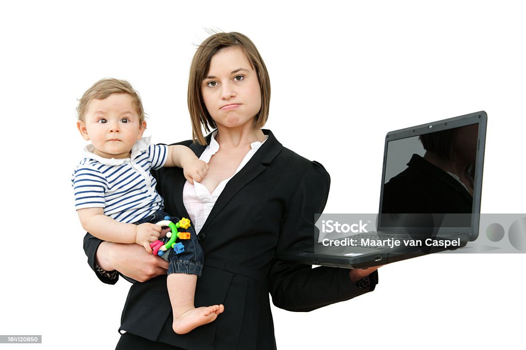 Working Mom - Work Life Balance series of a lovely young working mom, at home, underway, and isolated in the studio. Juggling Stock Photo