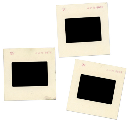 Blank Grungy Old Slides on White Background