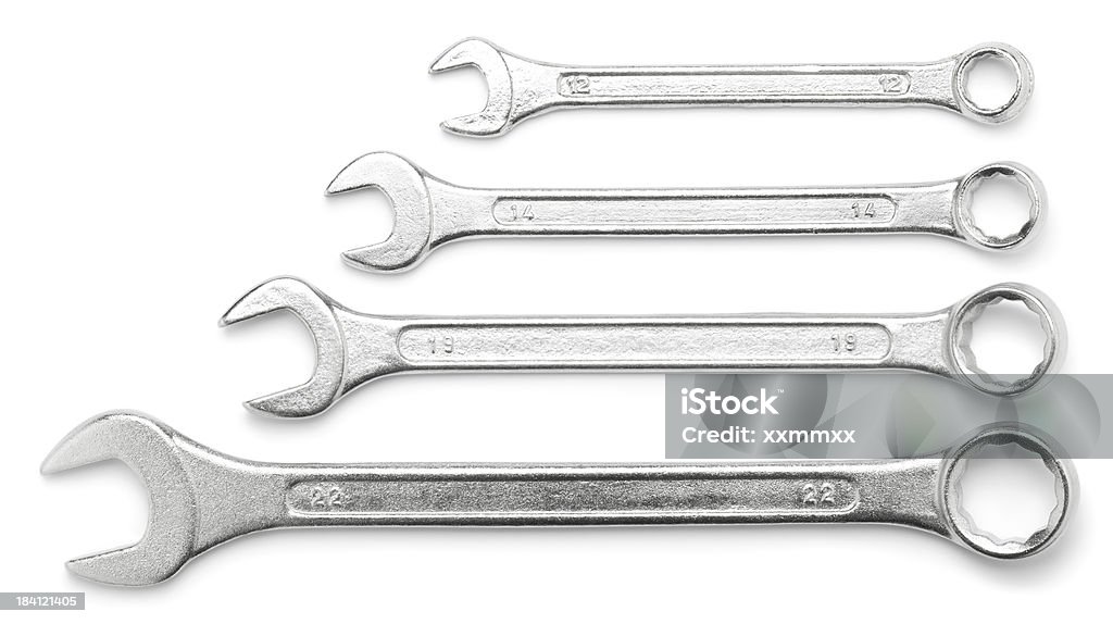 Spanners "Spanners on white. This file is cleaned, retouched and contains" Wrench Stock Photo