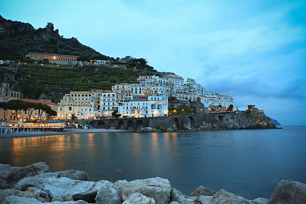 istock Amalfi and beach by night, Campania Italy 184121918
