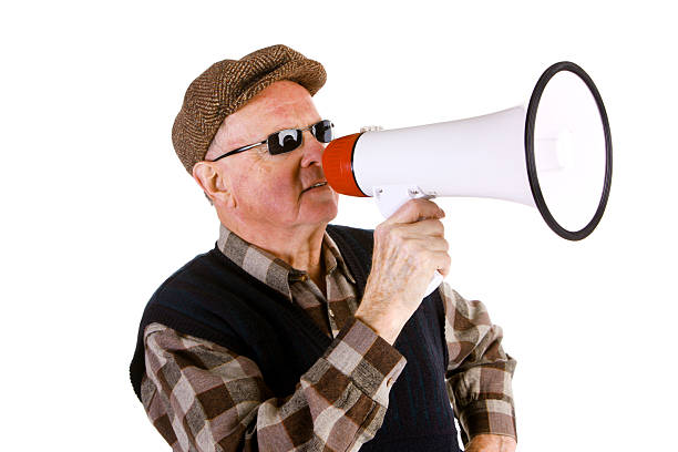 istock Senior with a megahpone 184122196