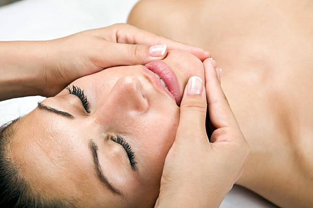 Woman getting a massage stock photo