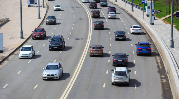 istock Car traffic on a multi-lane avenue 1841223117