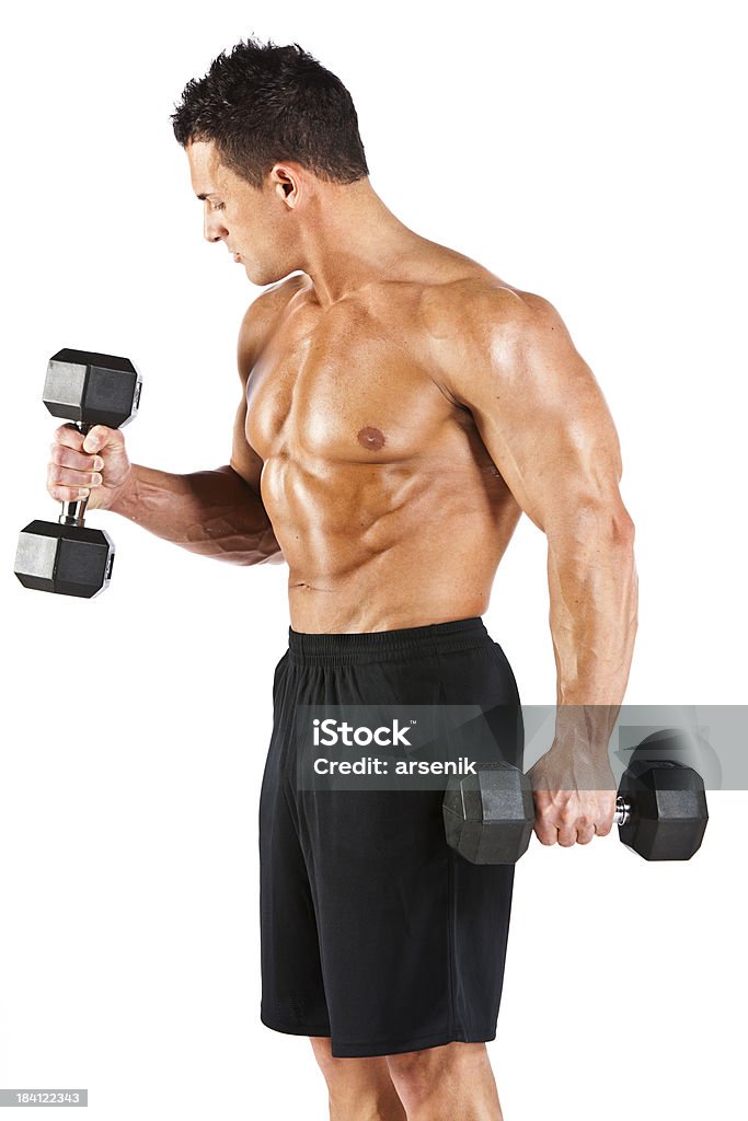 Centre de remise en forme masculine modèle - Photo de Haltère libre de droits