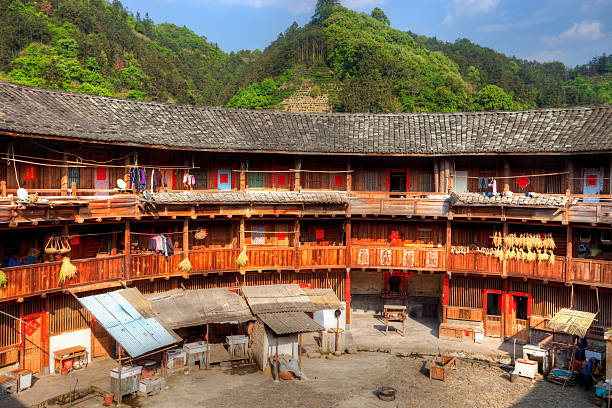 Sunlight on Hakka Tulou traditional Chinese housing