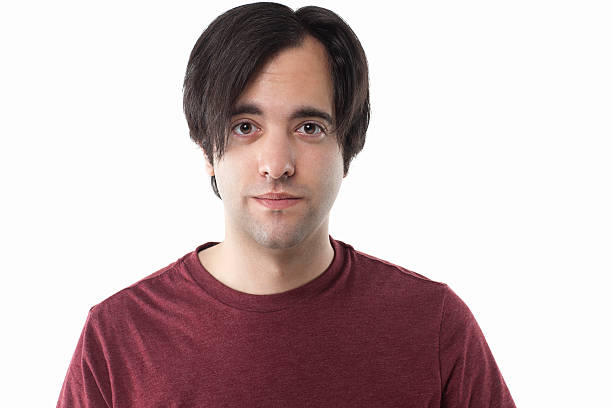 istock Caucasian Nerdy Young Man Portrait on White 184122451