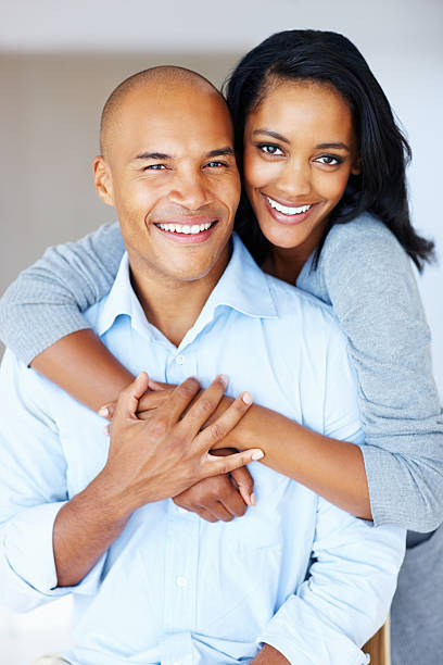 istock Cute woman hugging her partner 184122471