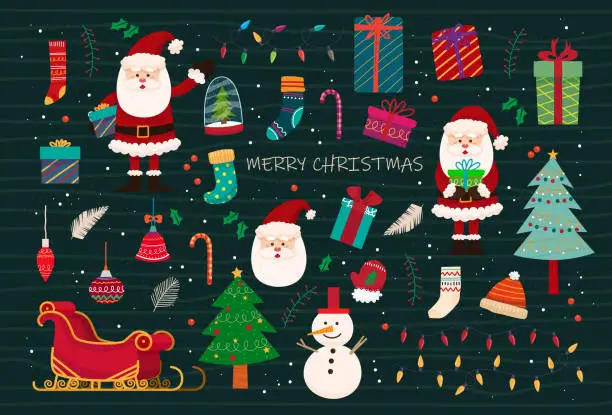 Vector illustration of Merry Christmas isolated element for Holiday cards, invitations and website.