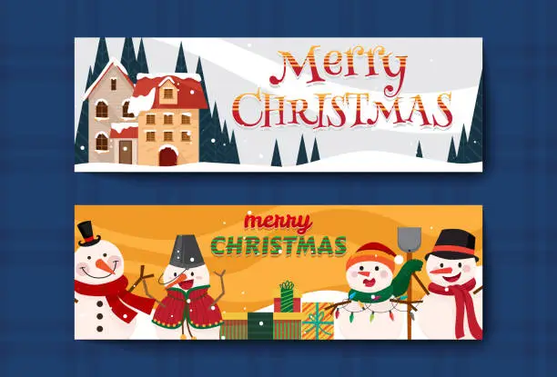 Vector illustration of Merry Christmas banner for Holiday cards, invitations and website celebration decoration