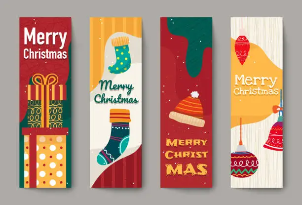 Vector illustration of Vertical Christmas banner for Christmas festival Merry Christmas banner decorated