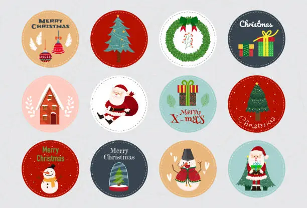 Vector illustration of Badges set for printing on shirts or decorations for Christmas events