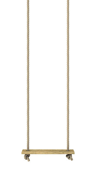 Rope swing Rope swing isolated on white.Could be useful in a playground composition.This is a detailed 3d rendering. swinging stock pictures, royalty-free photos & images