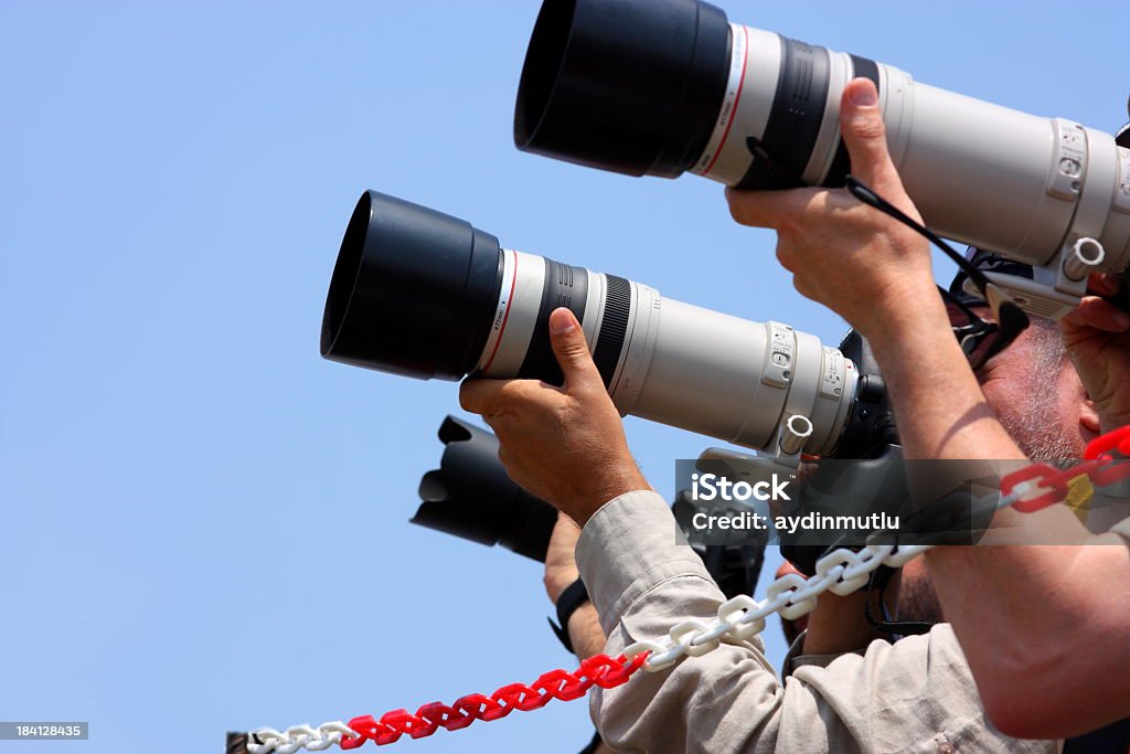 A close-up of a group of photographers Group of Photographers. International Cannes Film Festival Stock Photo
