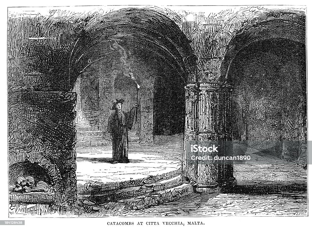 のカタコンベ、Citta ヴェッキアマルタ - 地下牢のロイヤリティフリーストックイラストレーション