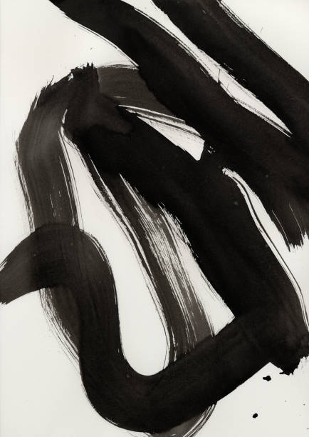 istock Abstract black ink brush stroke image on a white background 184128799