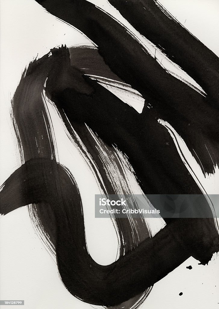 Abstract black ink brush stroke image on a white background More High Resolution Backgrounds Abstract Stock Photo