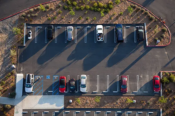 Arial view of a parking lot