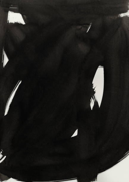 istock Black ink brush stroke on white paper background 184129689
