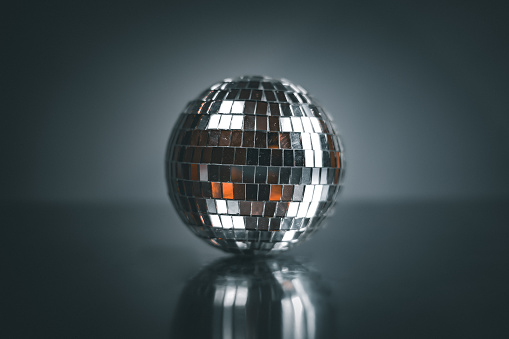 Silver disco ball as a background. Party concept.