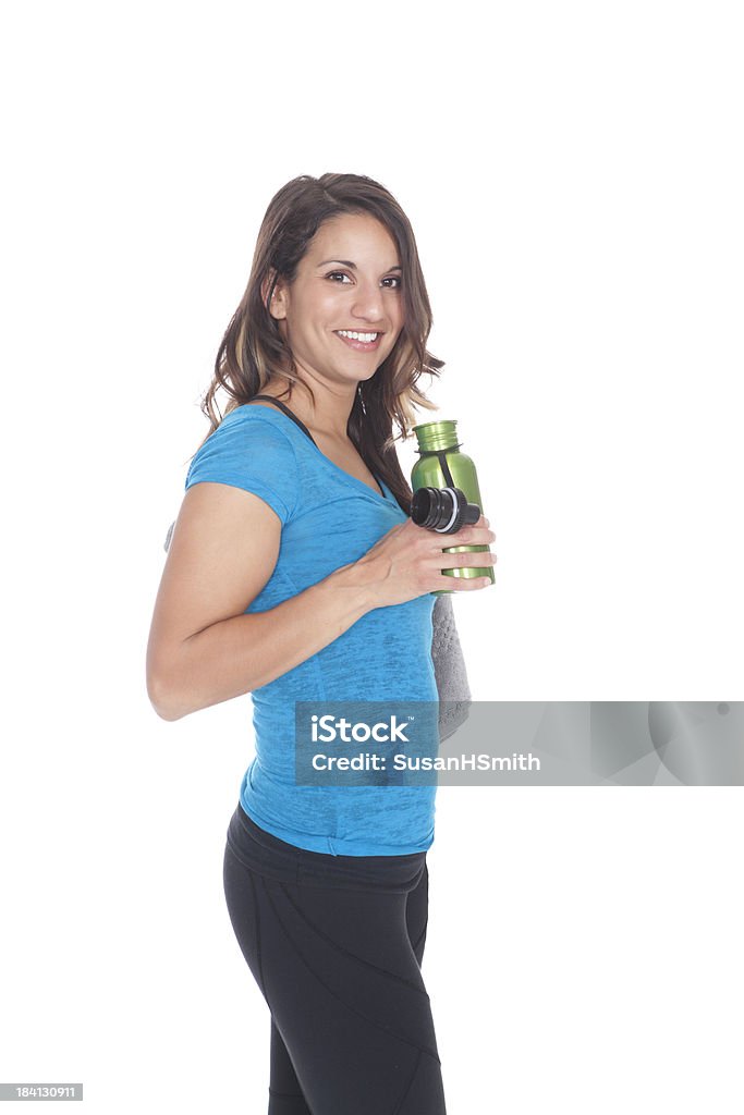Frau mit Flasche Wasser während des Workouts - Lizenzfrei Aerobic Stock-Foto