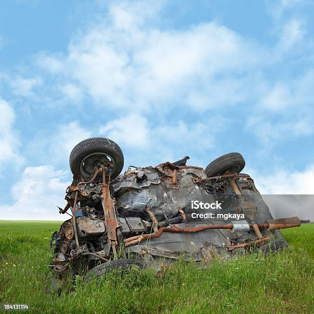 Overturned Car Stock Photo - Download Image Now - Abandoned, Agricultural Field, Bad Condition