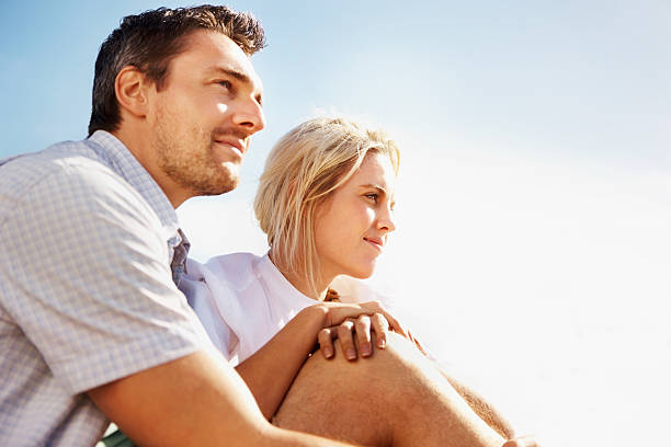 istock Beautiful couple looking away 184132125