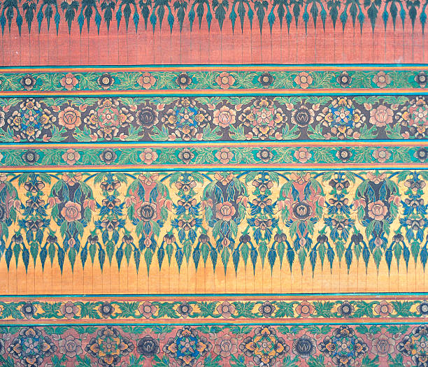 Thai painted ornament in Temple Golden Buddha. Bangkok. Thailand. Nikon D3