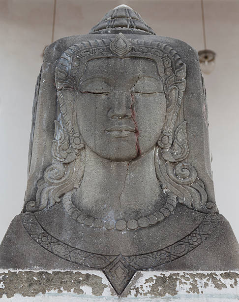 Bodhisattva stone face stock photo