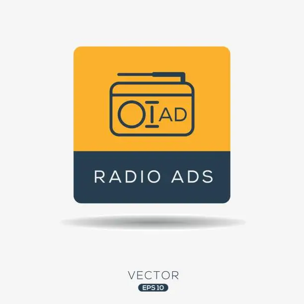 Vector illustration of Radio ads Icon