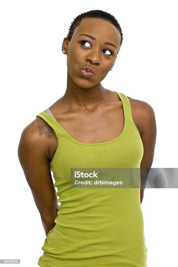 Pensar incierta mujer joven Mirando a otro lado - Foto de stock de Echar un vistazo libre de derechos