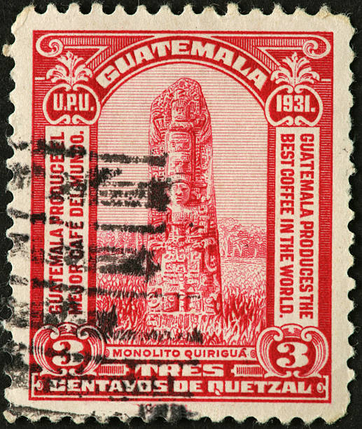 istock ancient stone stella on a Guatemalan postage stamp 184133920