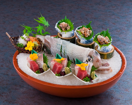 Assorted squid and fish sashimi