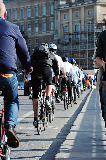 istock Diversified bicycle crowd in bike lane 184134789